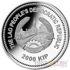 Laos Year Of The Rabbit 2000 Kip Jade Lunar Gilded Silver Coin 2011 Proof 2 Oz