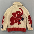 Vintage 50s Cowichan Kids Full Zip Clown Elephant Circus Knit Wool 15x19 Read