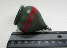 Vintage Toy Wooden Spinning Top W  Metal Tip Green Red Paint 2 5  Tall