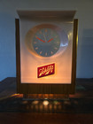 Vtg Schlitz Beer Lighted Clock Floating Hands Sign 1960s Mcm Bar Display Working