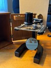 Antique Bausch   Lomb Simple Dissecting Microscope With The Wood Case Excellent