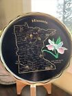 Vintage Metal tin Souvenir Minnesota State Tray State Flower Holly Pink Moccasin