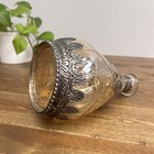 Ornate Silver Overlay Art Nouveau Deco Etched Clear Glass 10  Decanter No Stoppe