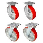 4  6  8  Heavy Duty Swivel Caster Wheel Cast Iron Core Pu Curved Flat Edge Tread