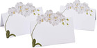 100 Pack White Orchid Floral Place Cards Flower Wedding Seating Name Card Tab   