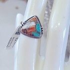 Silver Oyster Turquoise And Orange Ring
