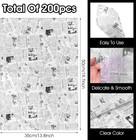 200 Sheet Vintage Newspaper Tissue  Black 20x14in Old Newsprint Gift Wrap Retro