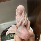 1pc Natural Pink Opal Quartz Carved Mermaid Skull Crystal Reiki Healing Gem Gift