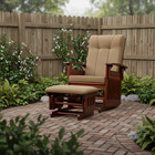 Glider Chair For Nursery With Ottoman Resistant Rubber Wood Sandybrown Cushion