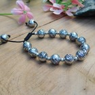 Vintage Handmade 925 Sterling Silver Plated Bracelet Adjustable Beaded Jewelry