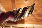 Miidnight Lace And Red Obsidian Skinning Knife Manzanita Handle Flint Knapping