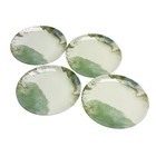Intesa Home Premium Porcelain Salad Plates Set Of 4 Green Brown Marble Print