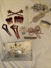 Vintage Hair Combs Clips Barrettes Mixed Lot Of 12 Fashion Style Accessories Gd