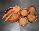 Mid   century Modern Solid Wood Salad Bowl Set  teak   style  Possibly Teak 
