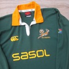 Vintage Canterbury South Africa Rugby Jersey Springboks Mens L Green Sasol