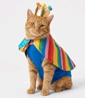 New Pride Rainbow Pet Costume Set - Cape   Gold Crown - Cat   Small Dog - Nwt
