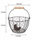 Farmhouse Rustic Black Wire Metal Egg Basket With Handle vintag Decorative Fr   