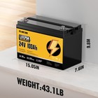 24v 100ah Lifepo4 Lithium Battery Deep Cycle Bms Off-grid For Rv Solar Marine