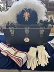 Vintage Knights Of Columbus White Plumage Dress Hat  case  Gloves  Bo Tie  Sash