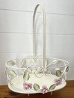 Vintage Tole Style Rose Basket Metal Shabby Chic Cottage Decor