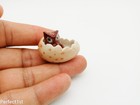 2 Cute Littel Owl In Eggs Ceramics Miniature Figurine Animals Porcelain Gift