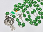 Irish Catholic Rosary Green Shamrock Glass Beads Celtic Erin Crucifix Ireland