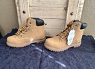 Boys Size 3 Tan Work Boots Trucker Brown Lace Up Street Wear Youth New