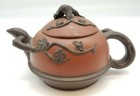 Vintage Handmade Asian Clay Blossoms Teapot Applied Design Signed 