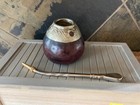 Yerba Mate Gourd Gaucho Cup 800 Silver Trim   Silver Bombilla Straw