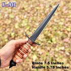 Handmade Ww2 Double-edged V42 Military Knife Dagger Knife Leather Handle Sheath