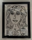 Framed Ink On Paper Drawing Portrait Of A Woman 8 5    X 11 5   
