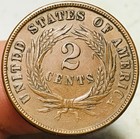 1866 Two Cent Piece 2c Ungraded Choice Full Motto Us Copper Coin Cc28442