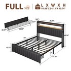 Metal Full Queen Bed Frame With Storage Drawers And  Storage Leather Headboard