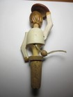 1976 Rare Vintage German Hand Carved Wood Cork Wine Bottle Stopper