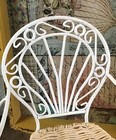 Vintage  Metal White Garden Chair Large Doll Or Bear Woven Seat Country 12  Tall