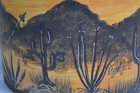 Vintage Pottery Wall Pocket Vase Southwest Saguaro Ocotillo Hand Painted Yucca