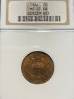 1864-p Two Cent Piece 2c Ngc Mint State 65 Ms 65 Red Brown  rb  Rare