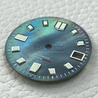 Nh35a Nh36 29mm Black Mop Dial Indices Mod Watch Parts Date Green Luminous