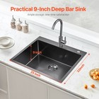 25 Inch Drop In Kitchen Sink Top Mount Single Bowl Basin Stainless Steel Black