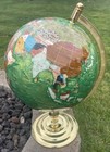 Large 21    Vintage Green Semi-precious Gemstone World Globe Brass Stand 15 Lbs