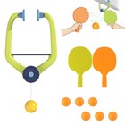 Hanging Table Tennis Trainer Set - Doorway Clip  Paddles  6 Balls  Indoor Sports
