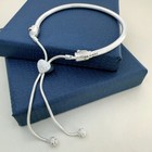 Genuine Silver 925 Pandora Moments Pave Heart Clasp Snake Chain Slider Bracelet