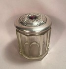 Large Antique Sterling Wendell Mfg Co  Jeweled Glass Jar