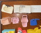 Vtg 57 Piece Lot Doll House Furniture fisher Price Little People 1940   s Jayden