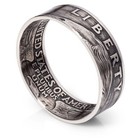 Silver Quarter Coin Ring - 1992-1998 -  heads  - Patina Finish