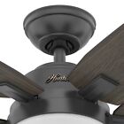 Hunter Fan 54 In Contemporary Matte Black Ceiling Fan With Light And Pull Chain