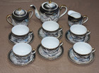 Vintage Japanese Moriage Dragonware Raised Blue Eye Dragon 17pc Tea Set