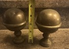 Vintage Pair Brass Ball Finials Decorative Tops W  Mounting Hole Approx 5 In 