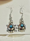 Native American Navajo Indian Sterling Turquoise Bear Paw Dangle Earrings