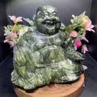 12 3lb 8 2  Natural Xiuyan Jade Happy Buddha Carved Crystal Quartz Decor Statue